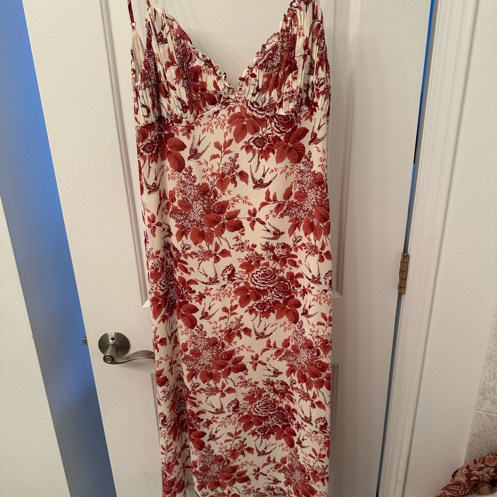 Reformation Red Floral Midi Dress